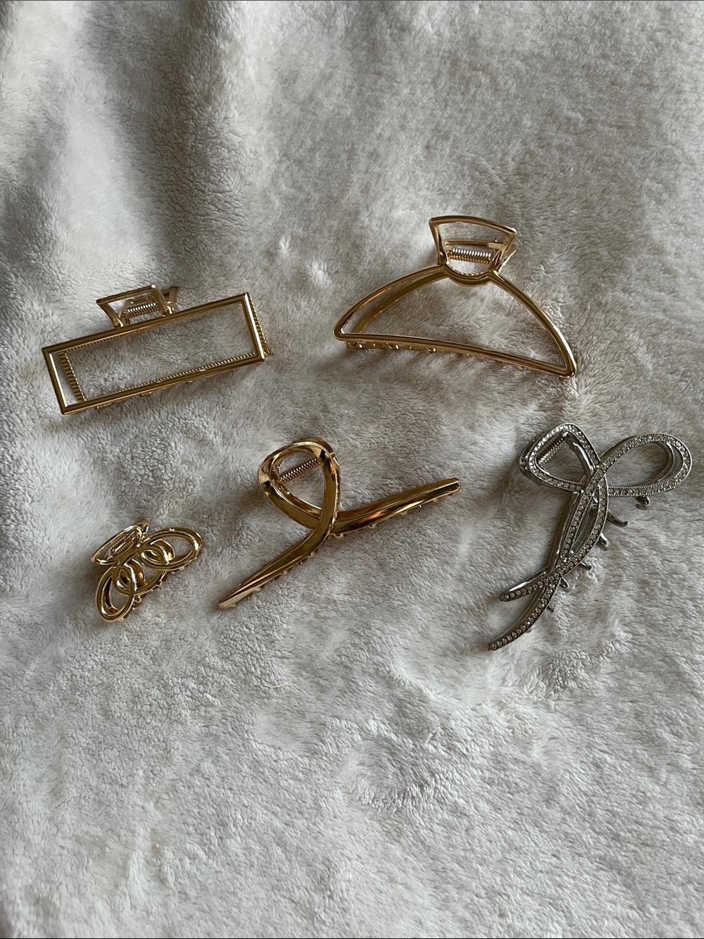Gold and Silver Hair Clip Set - Mixed Metal Barrettes and Claw Clips